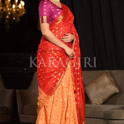 Red Peach Kanjivaram Saree