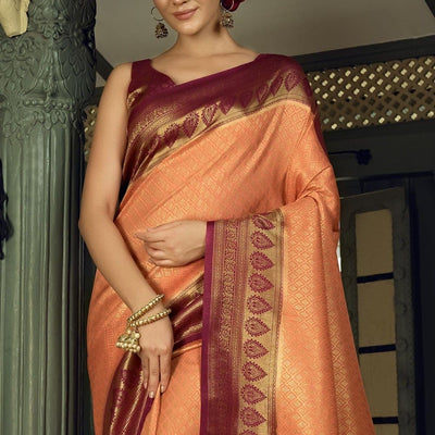 Rejuvenate Peach Kanjivaram Saree