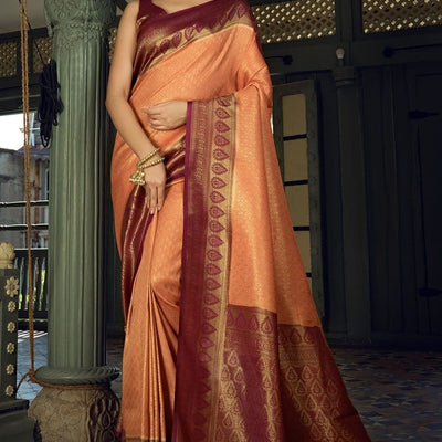 Rejuvenate Peach Kanjivaram Saree