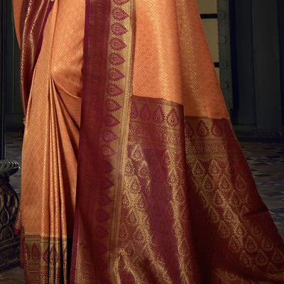 Rejuvenate Peach Kanjivaram Saree