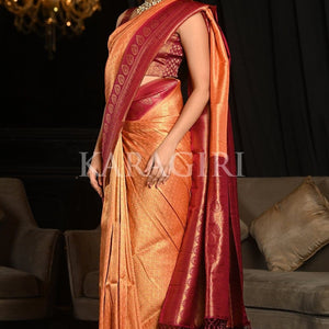 Rejuvenate Peach Kanjivaram Saree