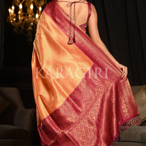 Rejuvenate Peach Kanjivaram Saree