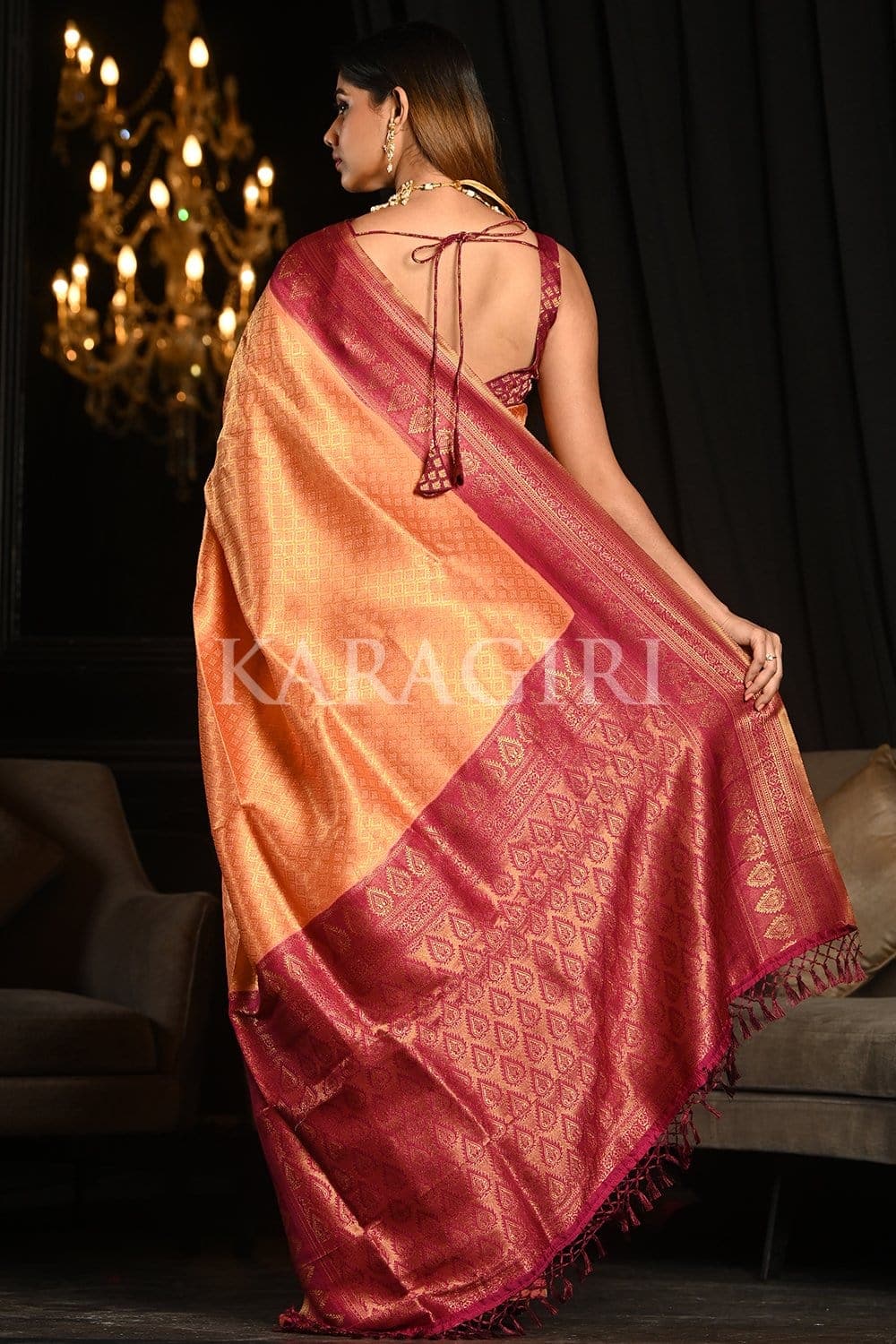Rejuvenate Peach Kanjivaram Saree
