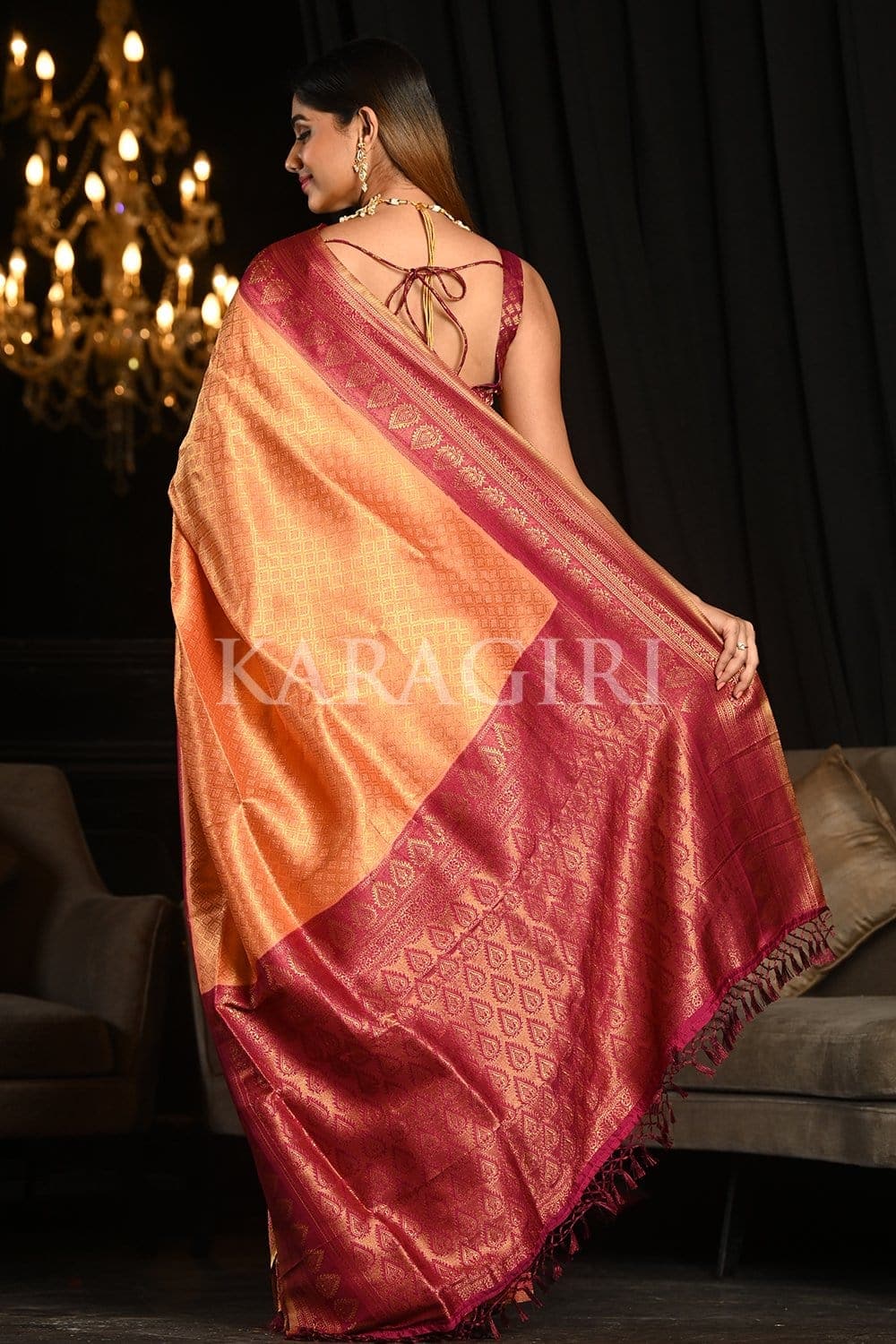 Rejuvenate Peach Kanjivaram Saree