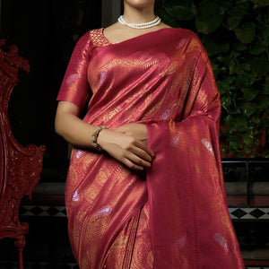 Rhubarb Red Kanjivaram Saree