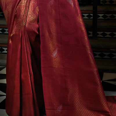 Rhubarb Red Kanjivaram Saree