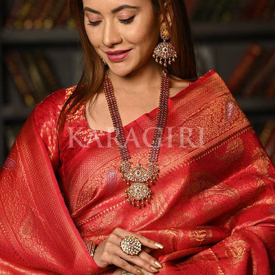 Rhubarb Red Kanjivaram Saree