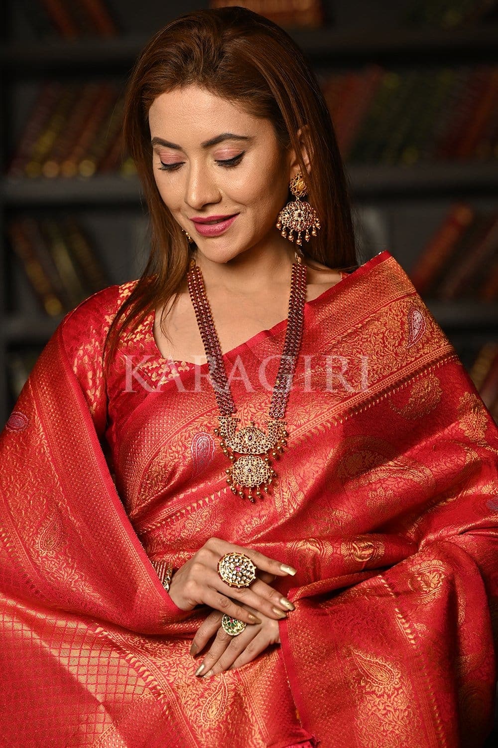 Rhubarb Red Kanjivaram Saree