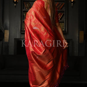 Rhubarb Red Kanjivaram Saree