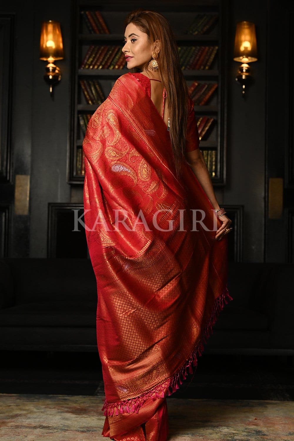 Rhubarb Red Kanjivaram Saree