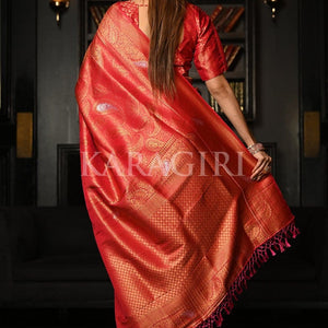Rhubarb Red Kanjivaram Saree