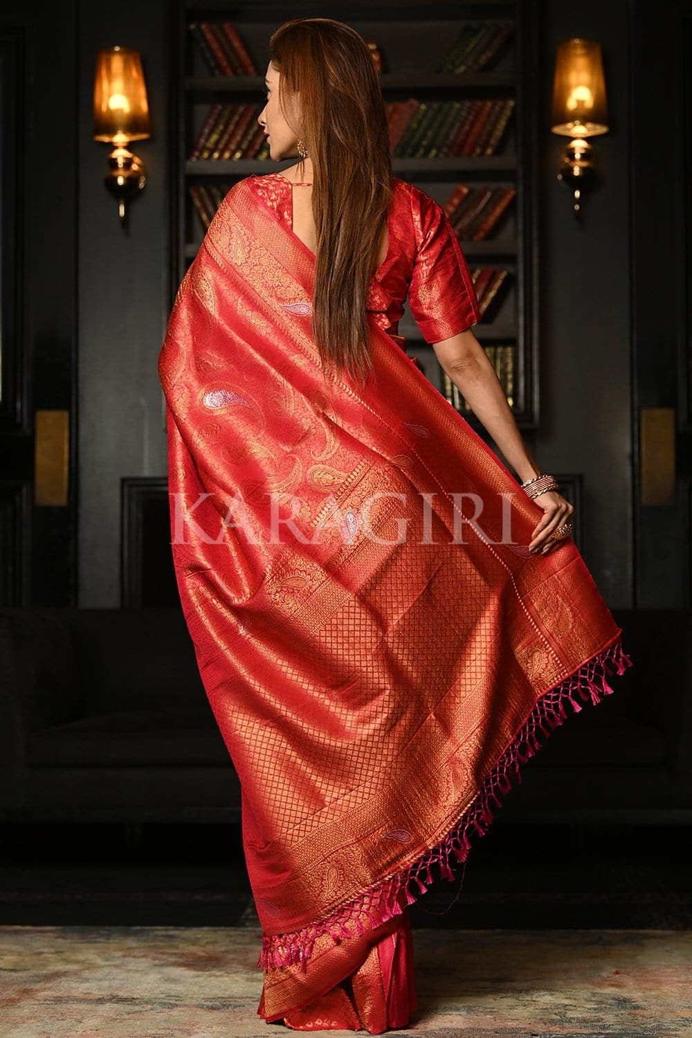 Rhubarb Red Kanjivaram Saree