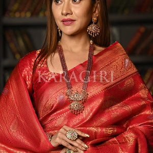 Rhubarb Red Kanjivaram Saree