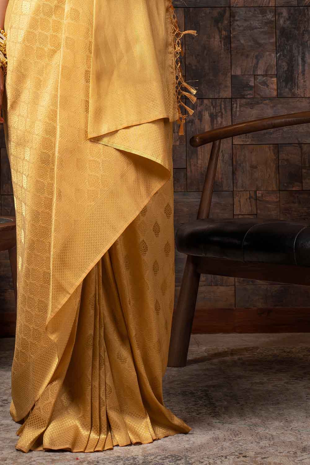 Royal Yellow Zari Work Kanjivaram Saree