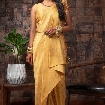 Royal Yellow Zari Work Kanjivaram Saree