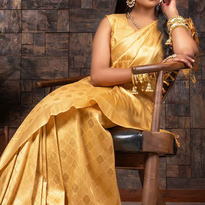 Royal Yellow Zari Work Kanjivaram Saree