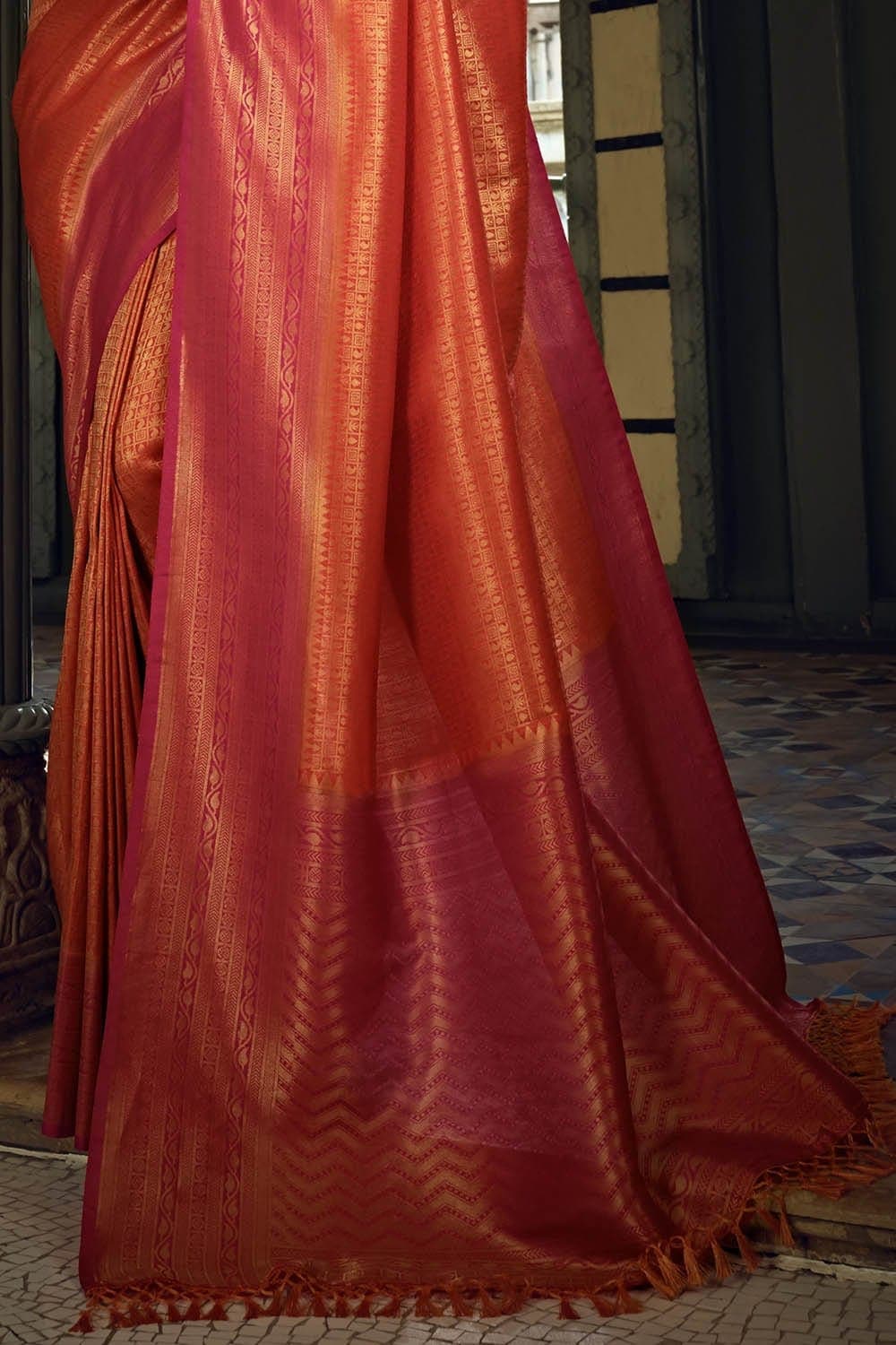 Ruby Red Kanjivaram Saree