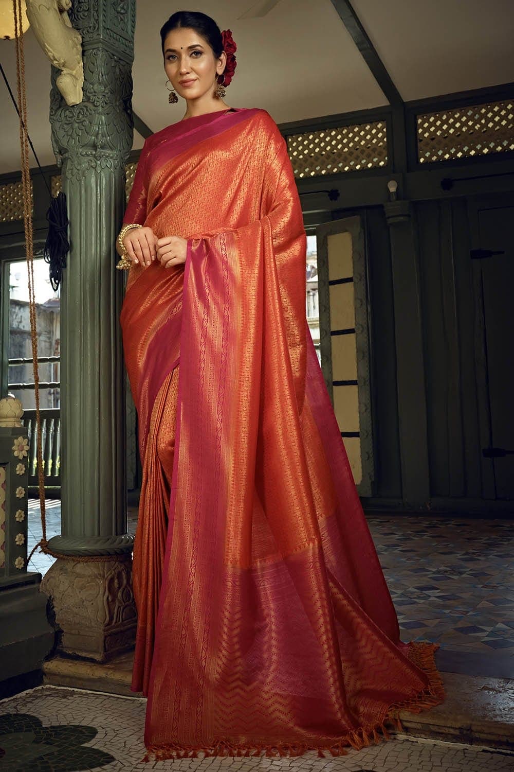 Ruby Red Kanjivaram Saree