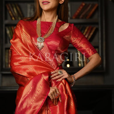 Ruby Red Kanjivaram Saree