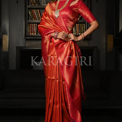 Ruby Red Kanjivaram Saree