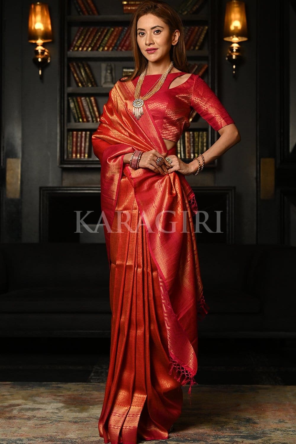 Ruby Red Kanjivaram Saree