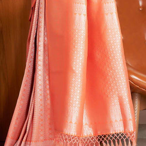 Soap Orange Zari Work Kanjivaram Saree