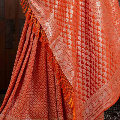 ABHIDNYA BHAVE in Starfish Orange Zari Work Kanjivaram Saree