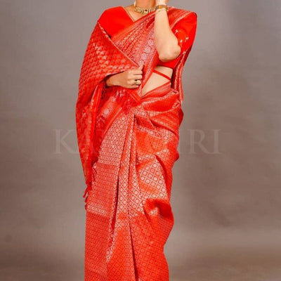 ABHIDNYA BHAVE in Starfish Orange Zari Work Kanjivaram Saree