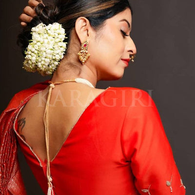 ABHIDNYA BHAVE in Starfish Orange Zari Work Kanjivaram Saree