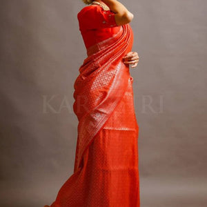 ABHIDNYA BHAVE in Starfish Orange Zari Work Kanjivaram Saree