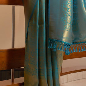 Teal Blue Kanjivaram Saree