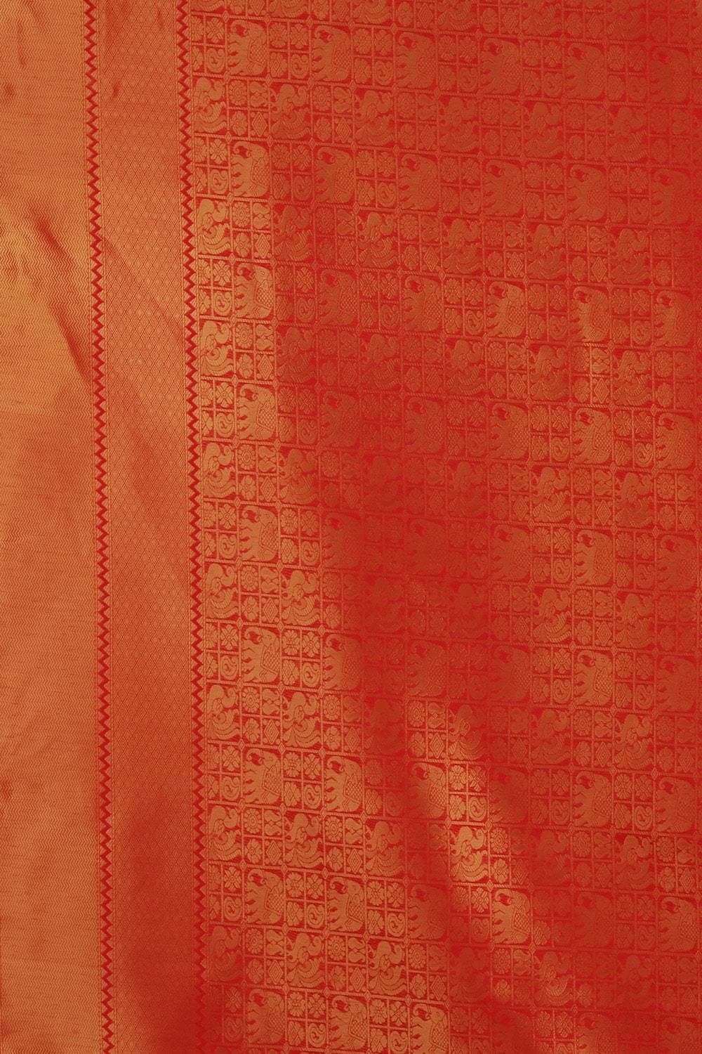 Tiger Orange Kanjivaram Saree