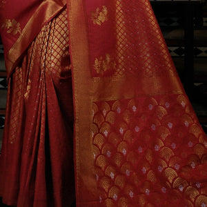 Vermillion Red Kanjivaram Saree