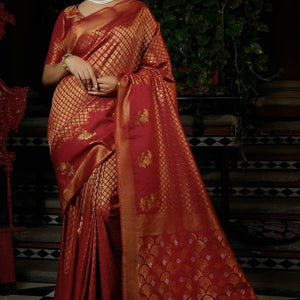 Vermillion Red Kanjivaram Saree