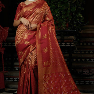 Vermillion Red Kanjivaram Saree