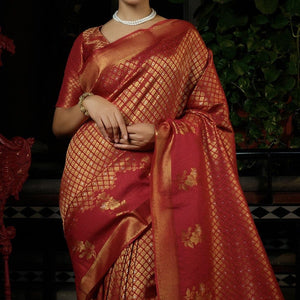 Vermillion Red Kanjivaram Saree
