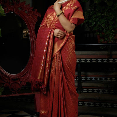 Vermillion Red Kanjivaram Saree