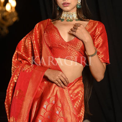 Vermillion Red Kanjivaram Saree