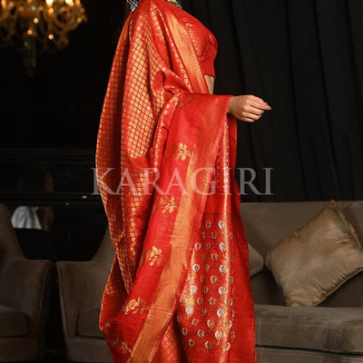 Vermillion Red Kanjivaram Saree