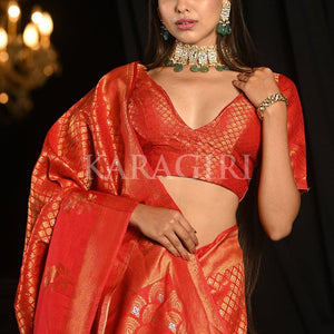 Vermillion Red Kanjivaram Saree