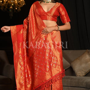 Vermillion Red Kanjivaram Saree