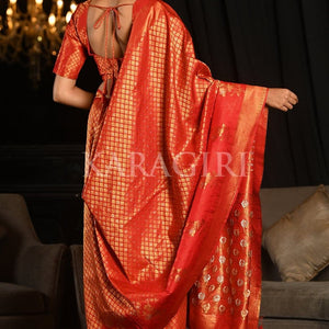 Vermillion Red Kanjivaram Saree