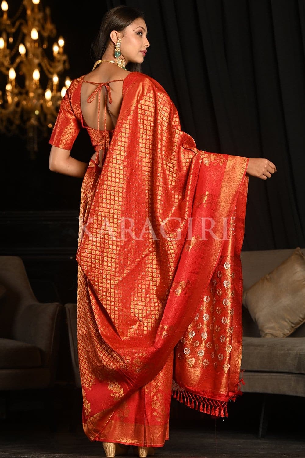 Vermillion Red Kanjivaram Saree