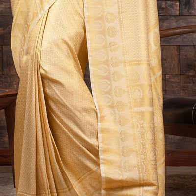 White Gold Zari Work Kanjivaram Saree