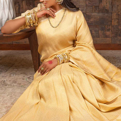 White Gold Zari Work Kanjivaram Saree