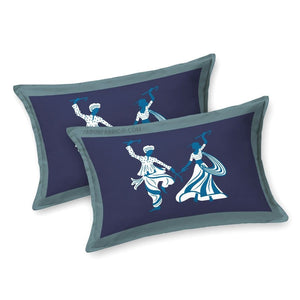 Divine Dance Maroon and Blue Cotton King Size Bedsheet Combo of 2