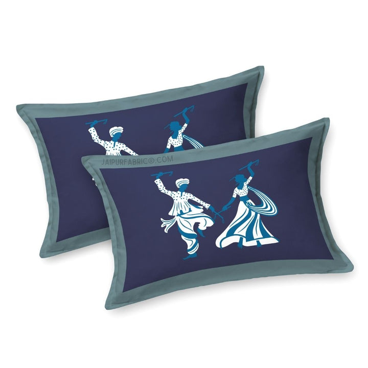 Divine Dance Maroon and Blue Cotton King Size Bedsheet Combo of 2