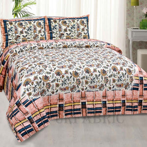 Bed in a Bag Hop Trefoil Brown Brick 1 Dohar + 1 Double BedSheet + 2 Pillow Covers
