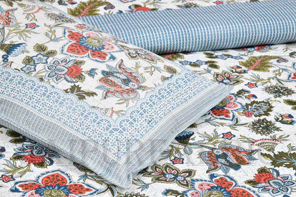 Bed in a Bag Aztec Blue 1 Dohar + 1 Double BedSheet + 2 Pillow Covers