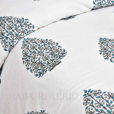 Blue  Mughal Jaal Super Fine Cotton Block Print King Size Bedsheet